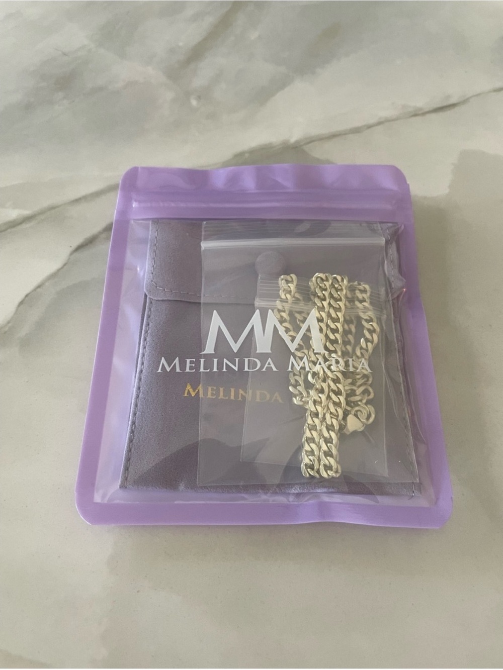 NWT Melinda Maria Gold “Julian Pavé Lock Necklace 5mm” - Picture 7 of 8